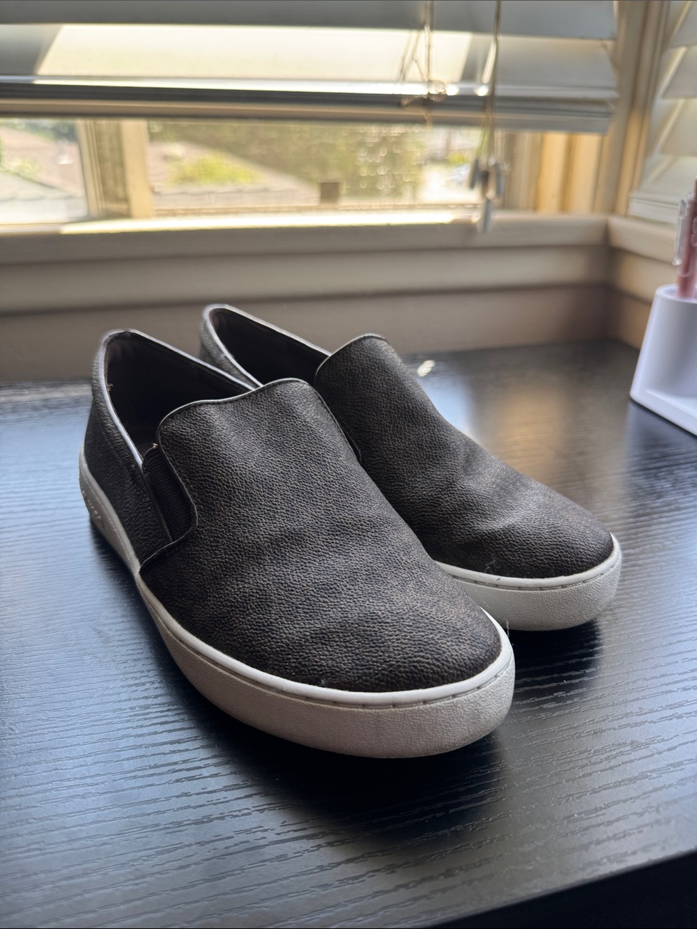 MICHAEL Michael Kors women Slip-On Loafers in Dark Brown with White Sole